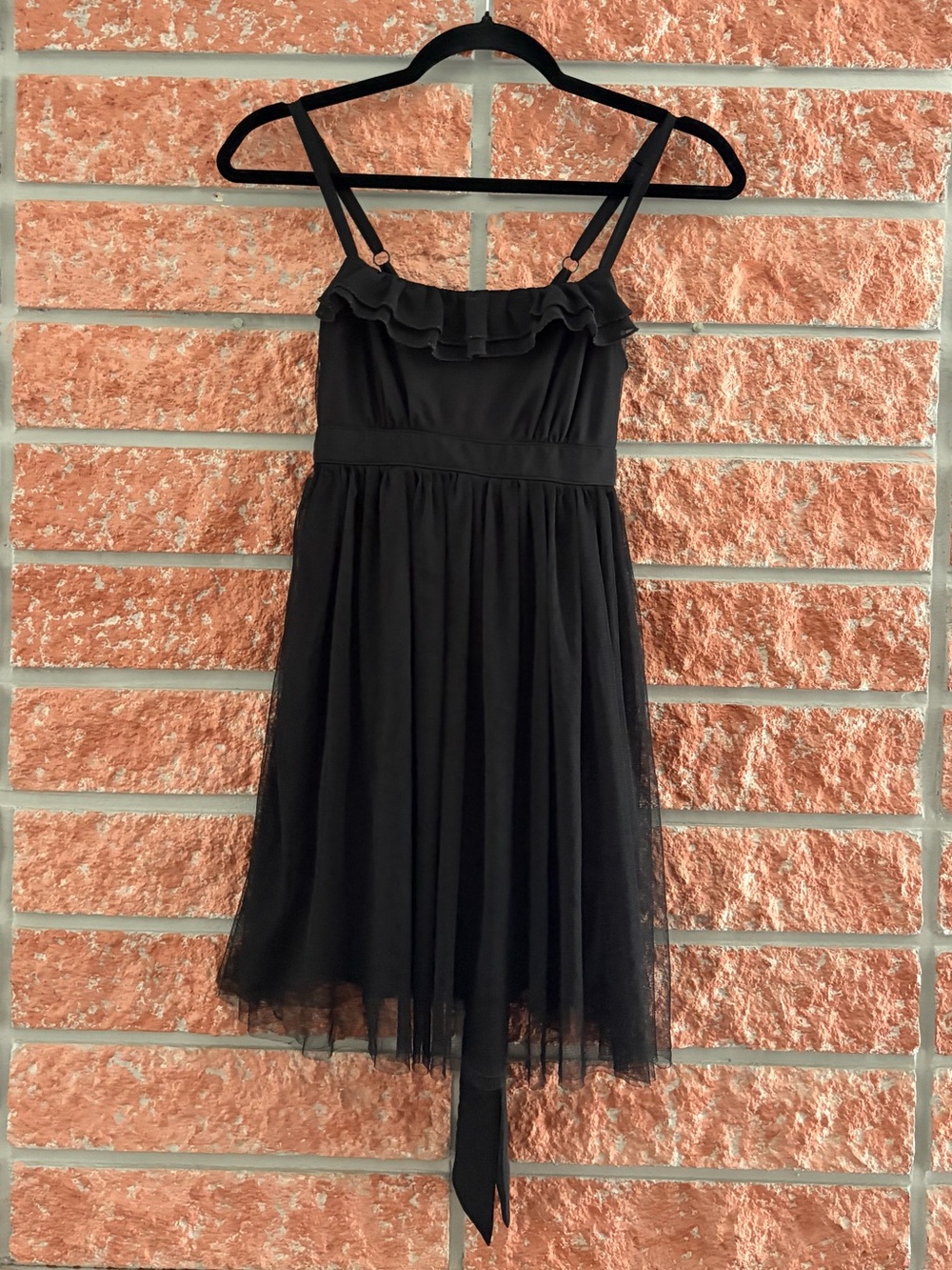 Xhilaration Black Ruffle-Trim Spaghetti Strap Dress